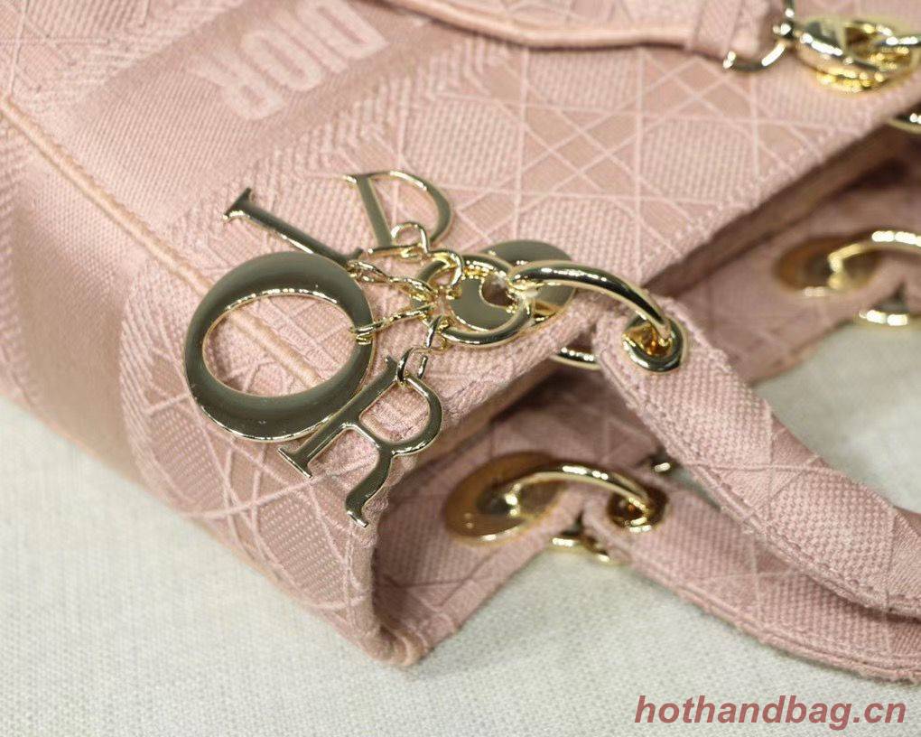 LADY DIOR TOTE BAG IN EMBROIDERED CANVAS C4532 pink Gold Hardware LADY DIOR TOTE BAG IN EMBROIDERED CANVAS C4532 pink Gold Hardware