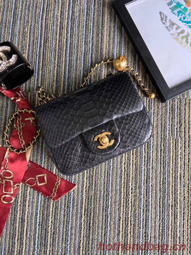 Chanel Original Small Snake skin flap bag AS1115 black