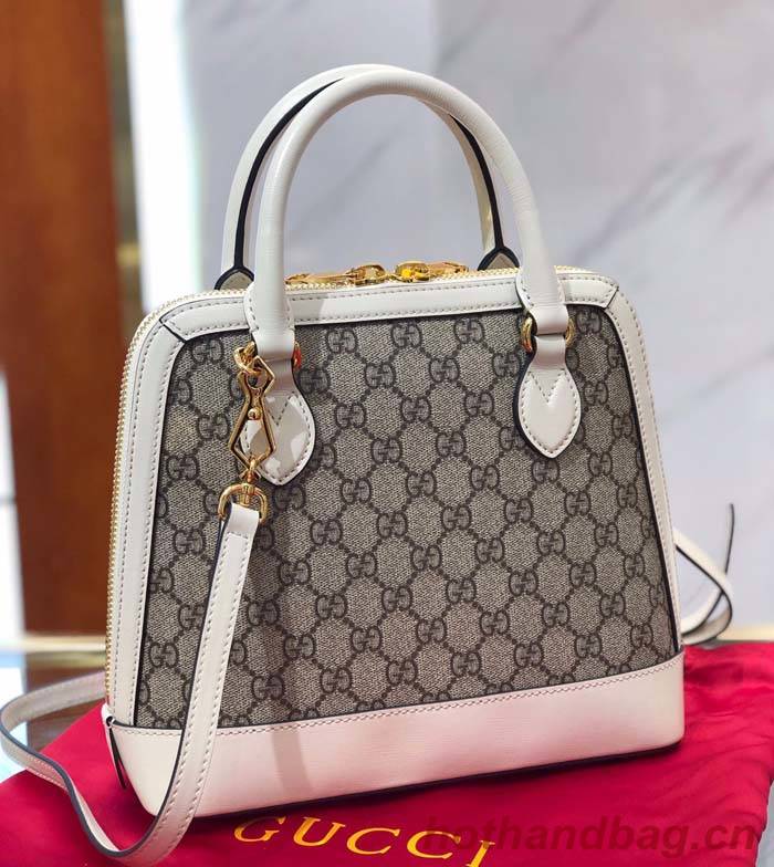 Gucci GG Supreme Canvas Top Handle Bag 621220 White Gucci GG Supreme Canvas Top Handle Bag 621220 White