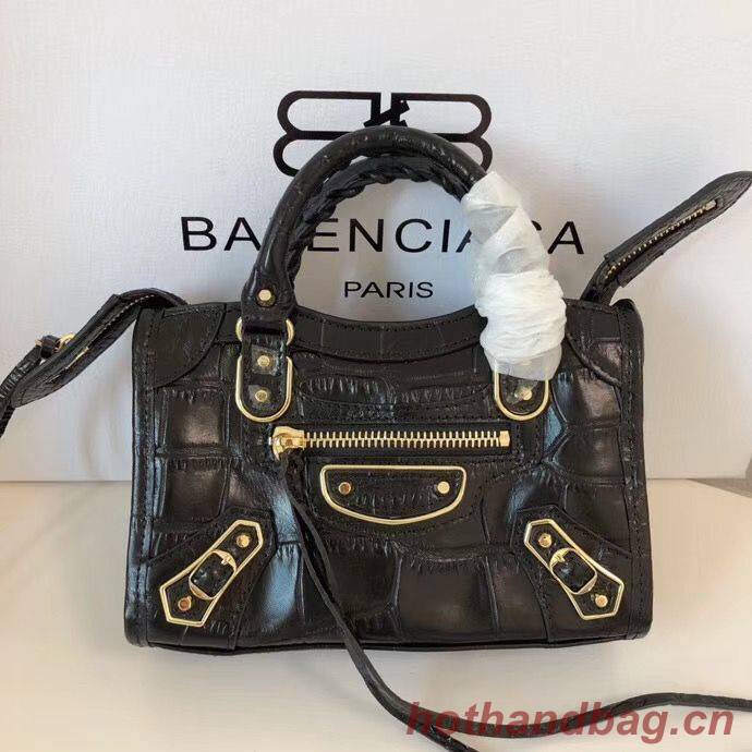 Balenciaga Mini Classic Crocodile Leather Bag B300296 Black Balenciaga Mini Classic Crocodile Leather Bag B300296 Black