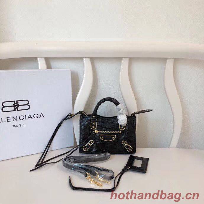 Balenciaga Mini Classic Crocodile Leather Bag B300296 Black Balenciaga Mini Classic Crocodile Leather Bag B300296 Black