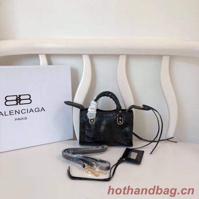 Balenciaga Mini Classic Crocodile Leather Bag B300296 Black Balenciaga Mini Classic Crocodile Leather Bag B300296 Black