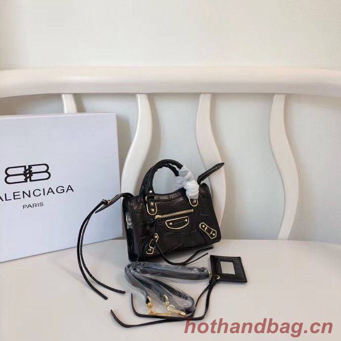 Balenciaga Mini Classic Crocodile Leather Bag B300296 Black Balenciaga Mini Classic Crocodile Leather Bag B300296 Black