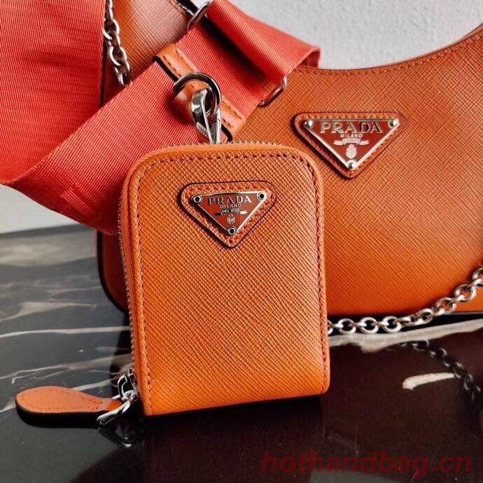 Prada Saffiano leather mini shoulder bag 2BH204 orange Prada Saffiano leather mini shoulder bag 2BH204 orange