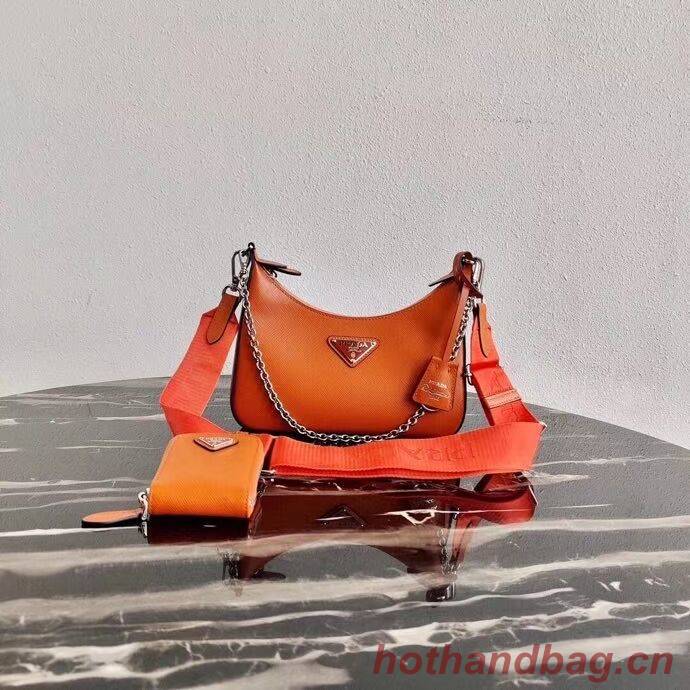 Prada Saffiano leather mini shoulder bag 2BH204 orange Prada Saffiano leather mini shoulder bag 2BH204 orange
