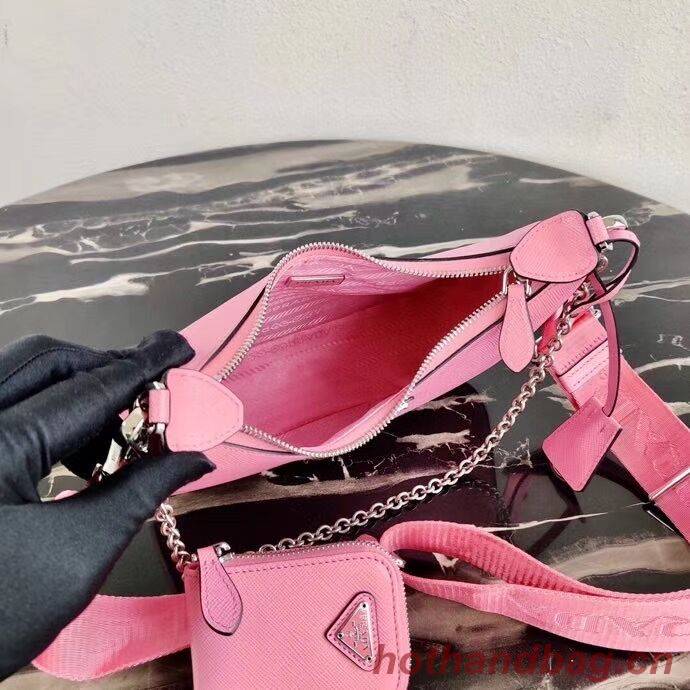 Prada Saffiano leather mini shoulder bag 2BH204 pink Prada Saffiano leather mini shoulder bag 2BH204 pink