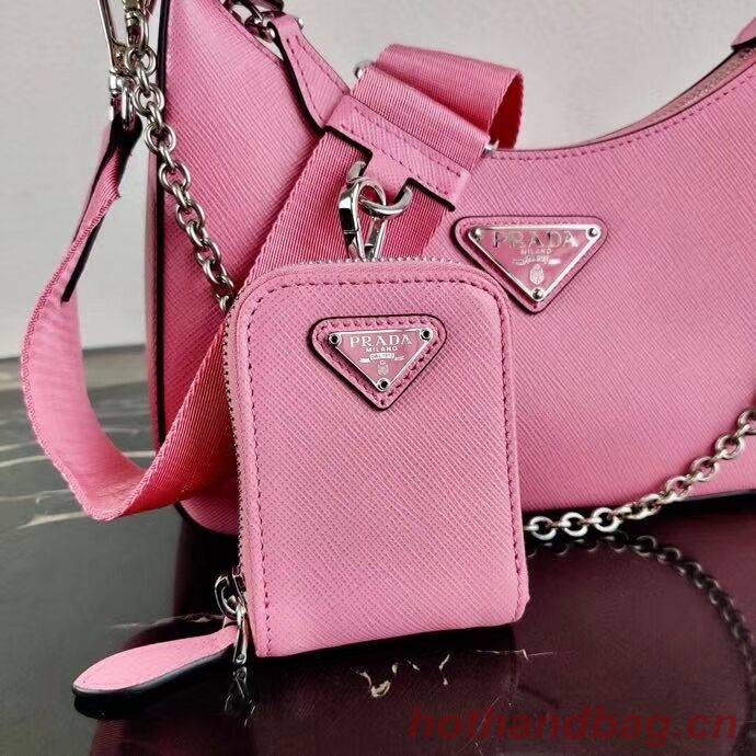 Prada Saffiano leather mini shoulder bag 2BH204 pink Prada Saffiano leather mini shoulder bag 2BH204 pink