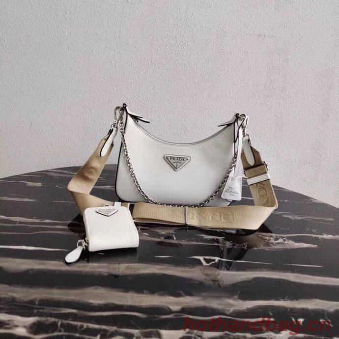 Prada Saffiano leather mini shoulder bag 2BH204 white Prada Saffiano leather mini shoulder bag 2BH204 white