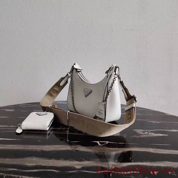 Prada Saffiano leather mini shoulder bag 2BH204 white Prada Saffiano leather mini shoulder bag 2BH204 white