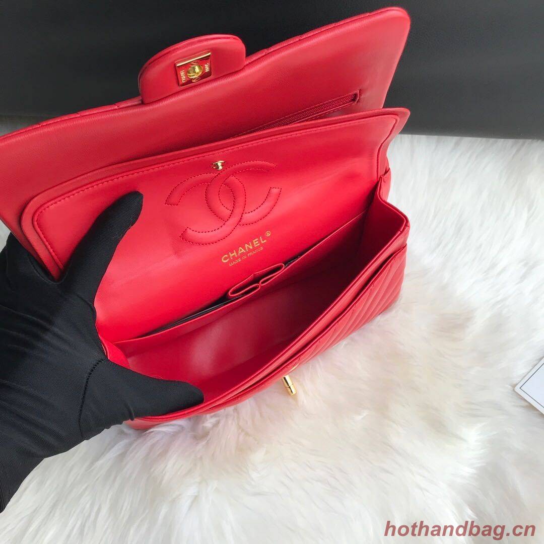 Chanel Flap Original Lambskin Leather Shoulder Bag 1112V Red Chanel Flap Original Lambskin Leather Shoulder Bag 1112V Red