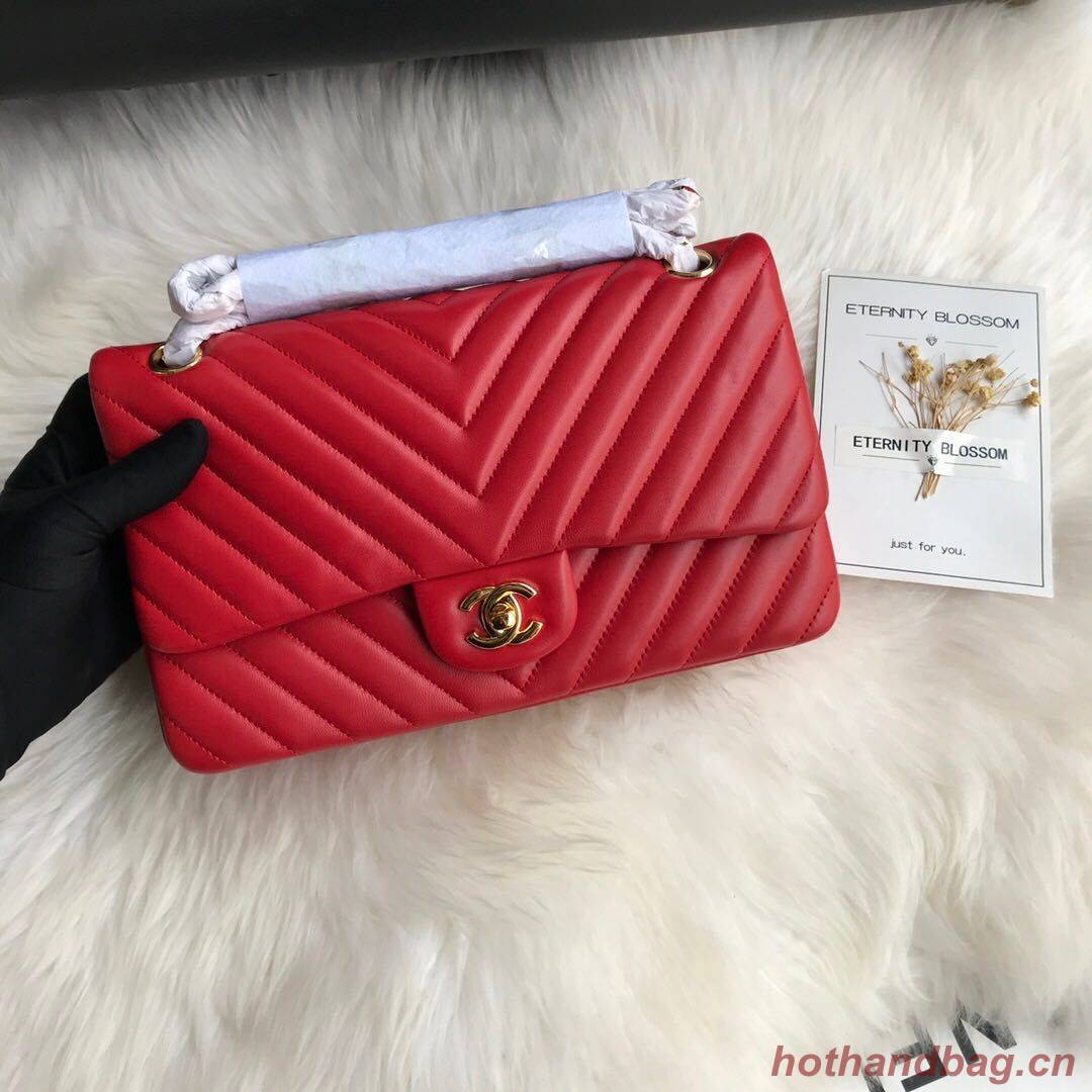 Chanel Flap Original Lambskin Leather Shoulder Bag 1112V Red Chanel Flap Original Lambskin Leather Shoulder Bag 1112V Red