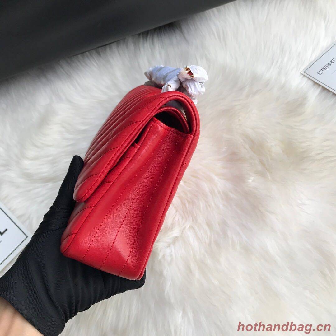 Chanel Flap Original Lambskin Leather Shoulder Bag 1112V Red Chanel Flap Original Lambskin Leather Shoulder Bag 1112V Red