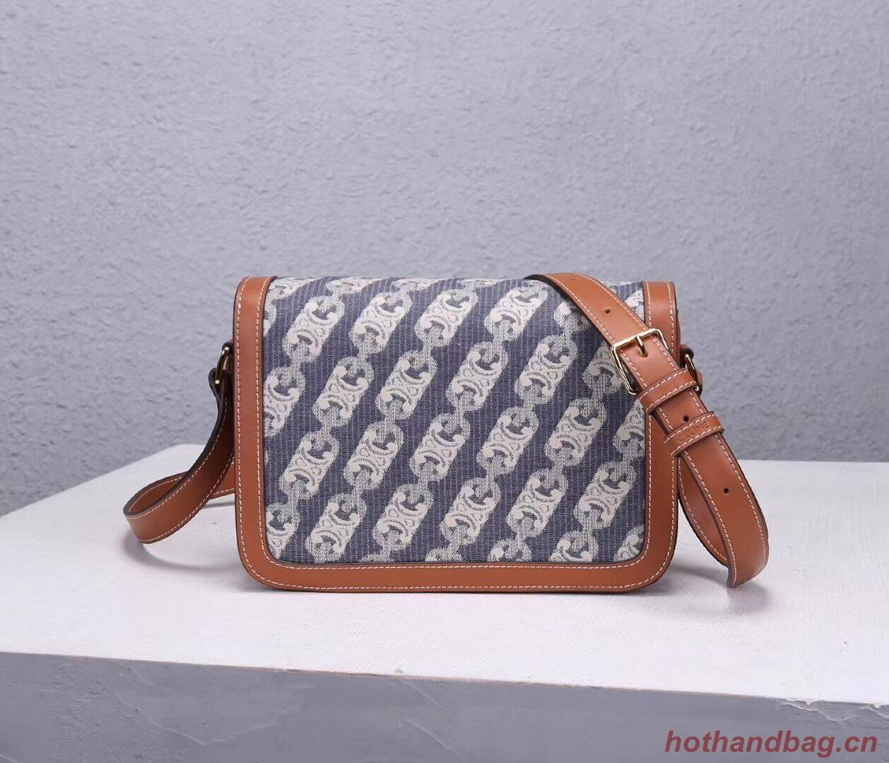 Celine TEEN TRIOMPHE BAG IN TRIOMPHE CANVAS AND CALFSKIN CL87368 blue Celine TEEN TRIOMPHE BAG IN TRIOMPHE CANVAS AND CALFSKIN CL87368 blue