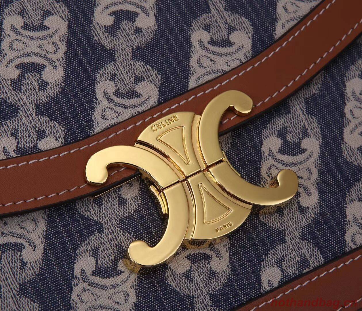 Celine TEEN TRIOMPHE BAG IN TRIOMPHE CANVAS AND CALFSKIN CL87368 blue Celine TEEN TRIOMPHE BAG IN TRIOMPHE CANVAS AND CALFSKIN CL87368 blue