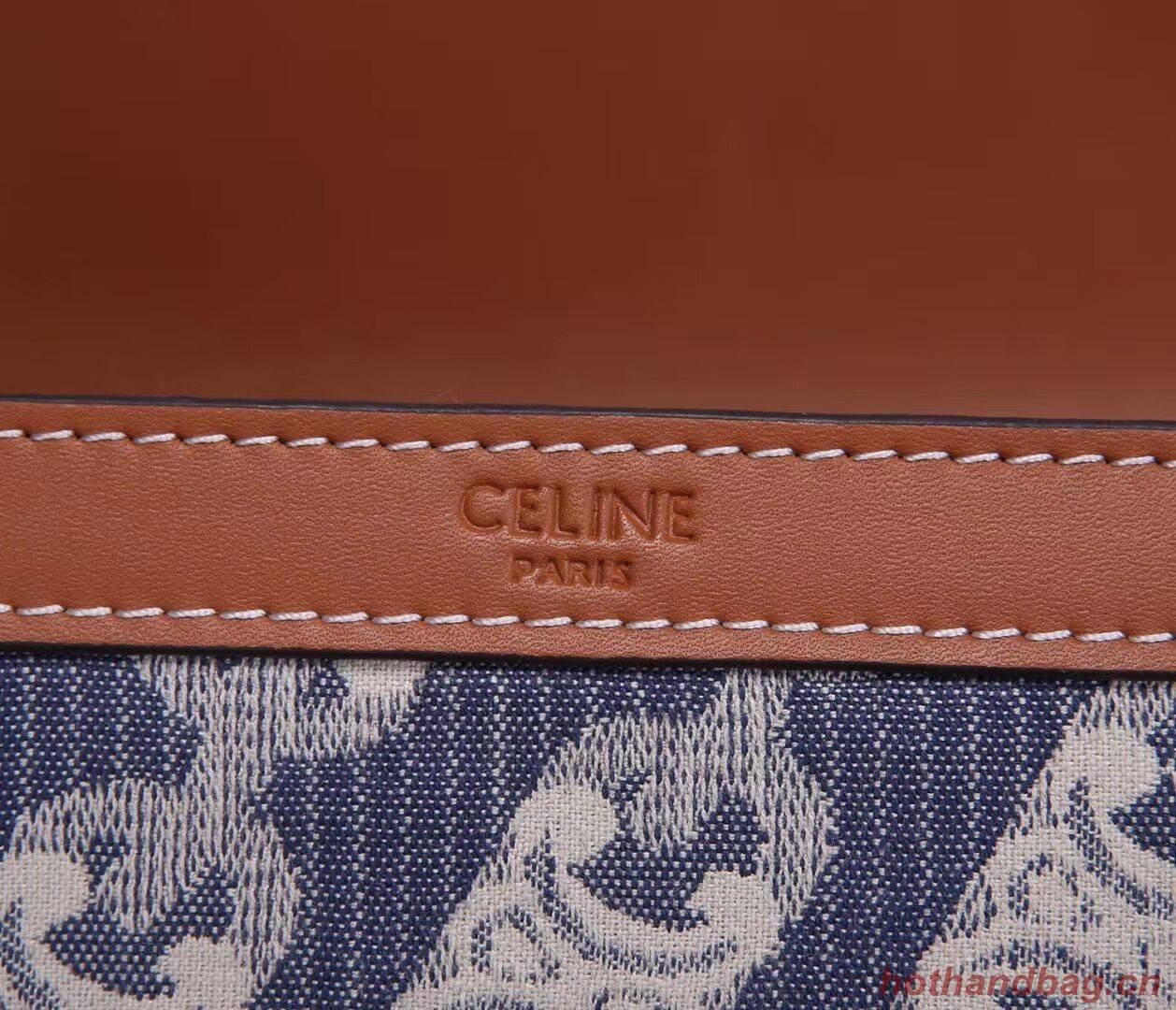 Celine TEEN TRIOMPHE BAG IN TRIOMPHE CANVAS AND CALFSKIN CL87368 blue Celine TEEN TRIOMPHE BAG IN TRIOMPHE CANVAS AND CALFSKIN CL87368 blue