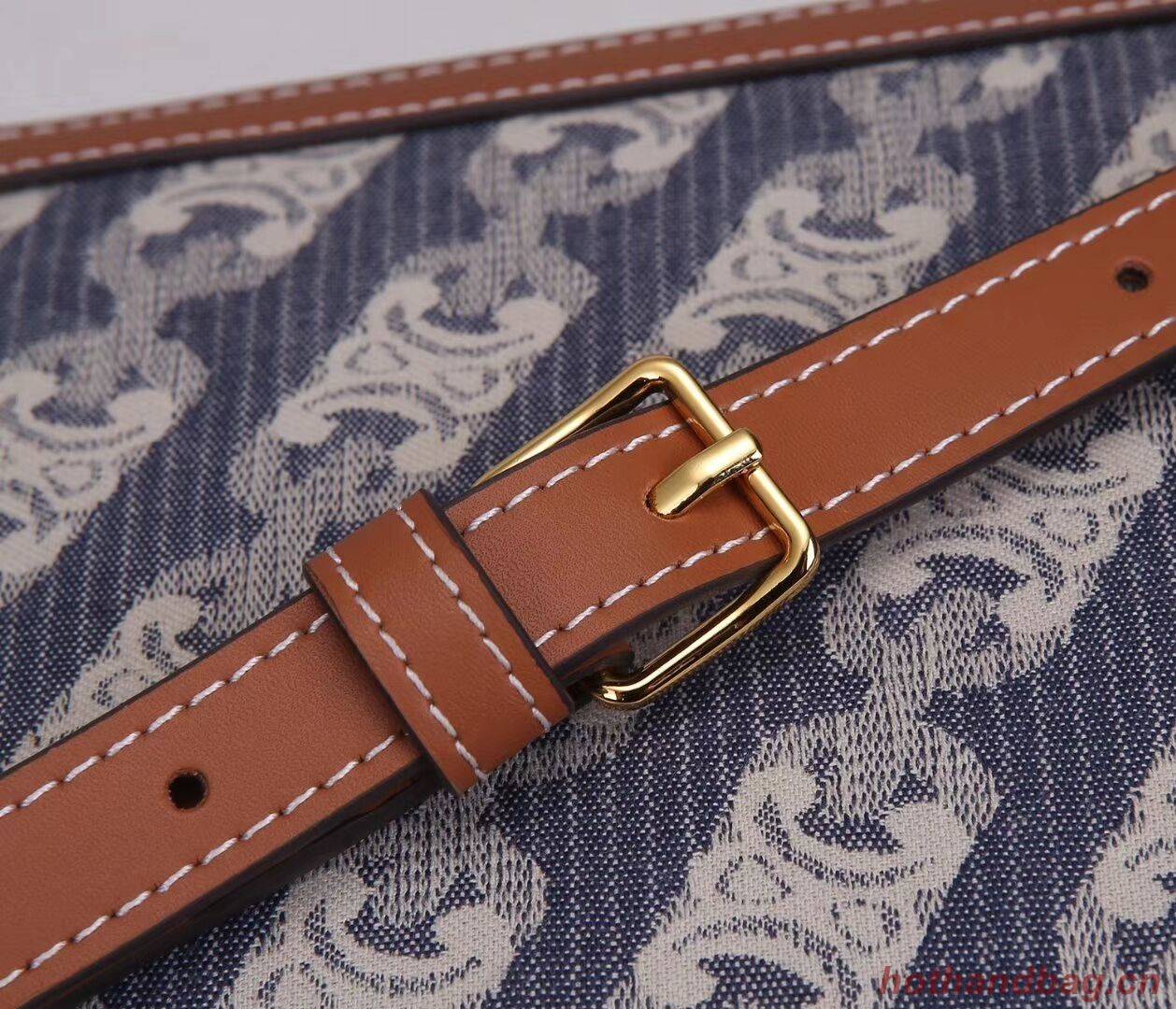 Celine TEEN TRIOMPHE BAG IN TRIOMPHE CANVAS AND CALFSKIN CL88423 BLUE Celine TEEN TRIOMPHE BAG IN TRIOMPHE CANVAS AND CALFSKIN CL88423 BLUE