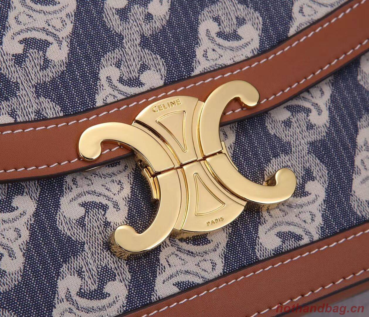 Celine TEEN TRIOMPHE BAG IN TRIOMPHE CANVAS AND CALFSKIN CL88423 BLUE Celine TEEN TRIOMPHE BAG IN TRIOMPHE CANVAS AND CALFSKIN CL88423 BLUE