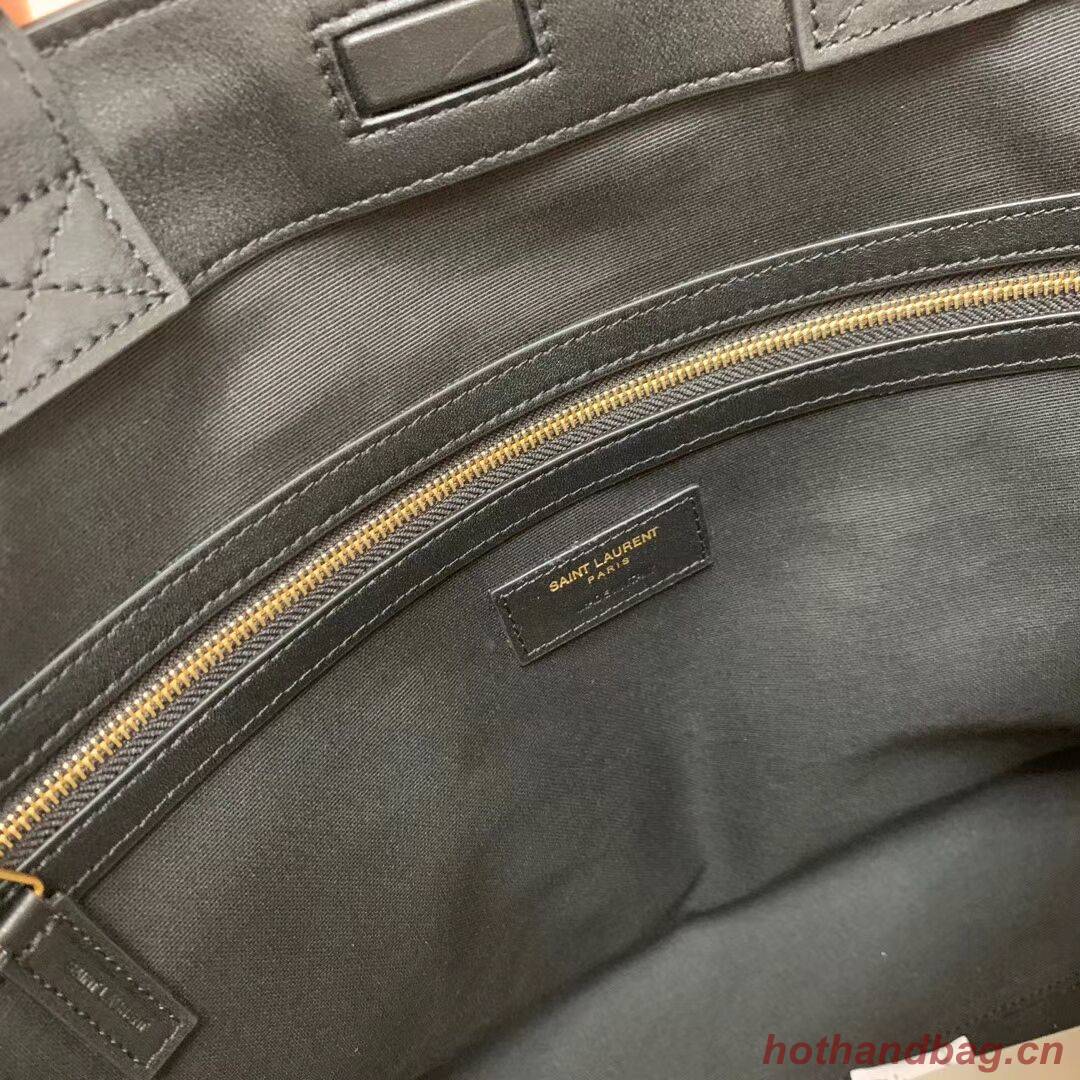 Yves Saint Laurent SHOPPING TAG IN CANVAS AND LEATHER Y615719 black&white