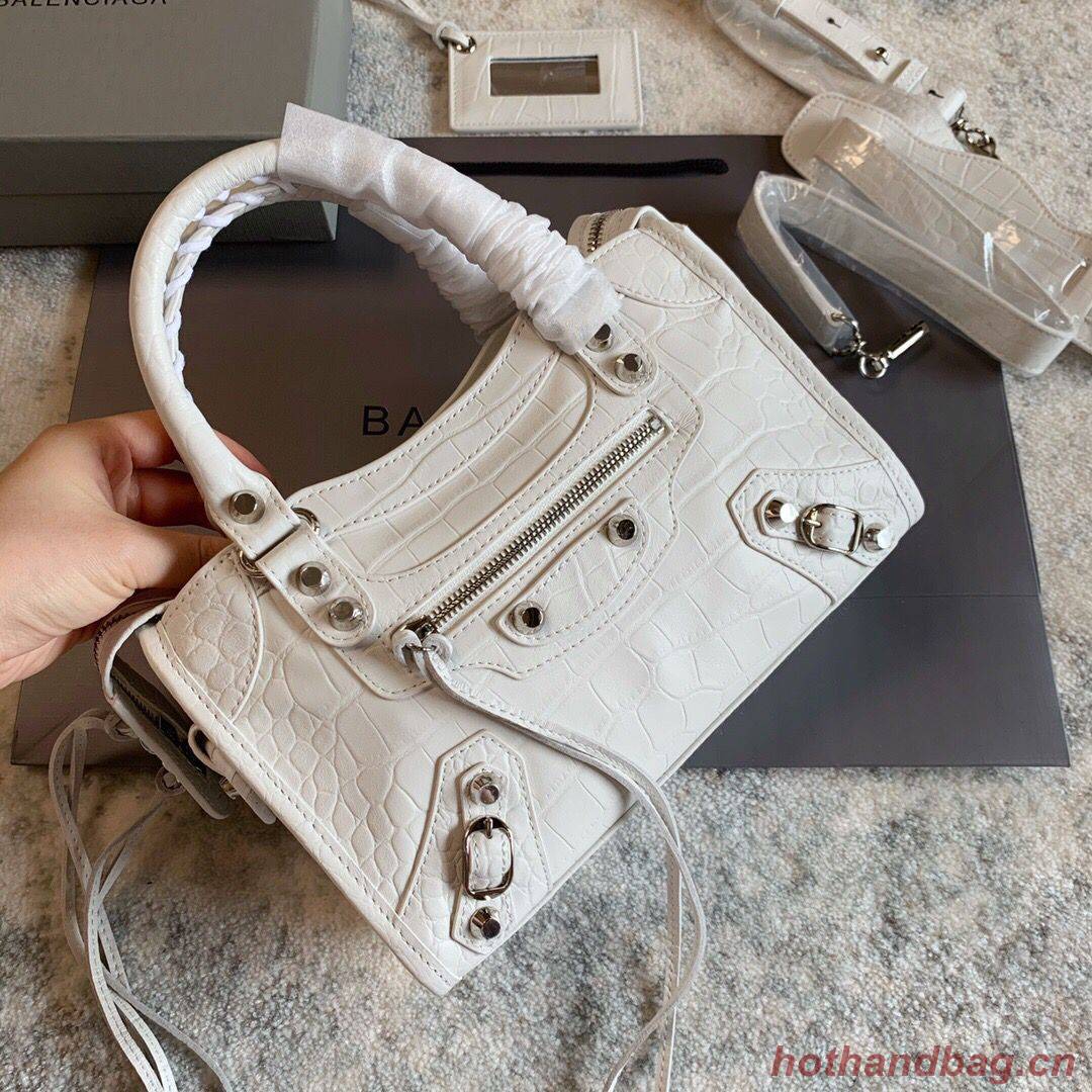 Balenciaga Classic Crocodile Leather Bag B300296 white Balenciaga Classic Crocodile Leather Bag B300296 white
