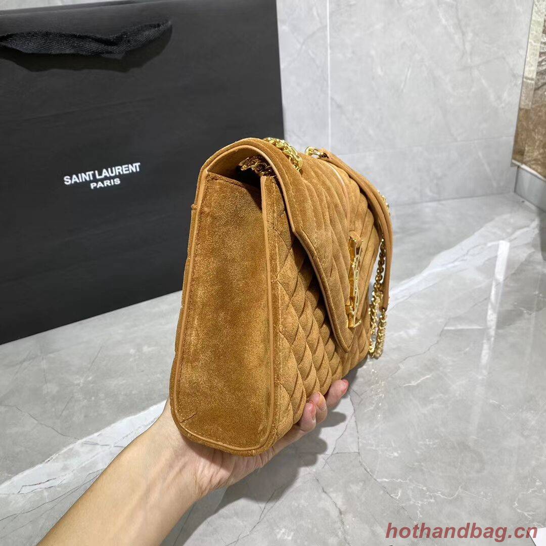 YSL ENVELOPPE MEDIUM BAG IN MIX MATELASSE GRAIN DE POUDRE EMBOSSED IN SUEDE Y487206 brown YSL ENVELOPPE MEDIUM BAG IN MIX MATELASSE GRAIN DE POUDRE EMBOSSED IN SUEDE Y487206 brown