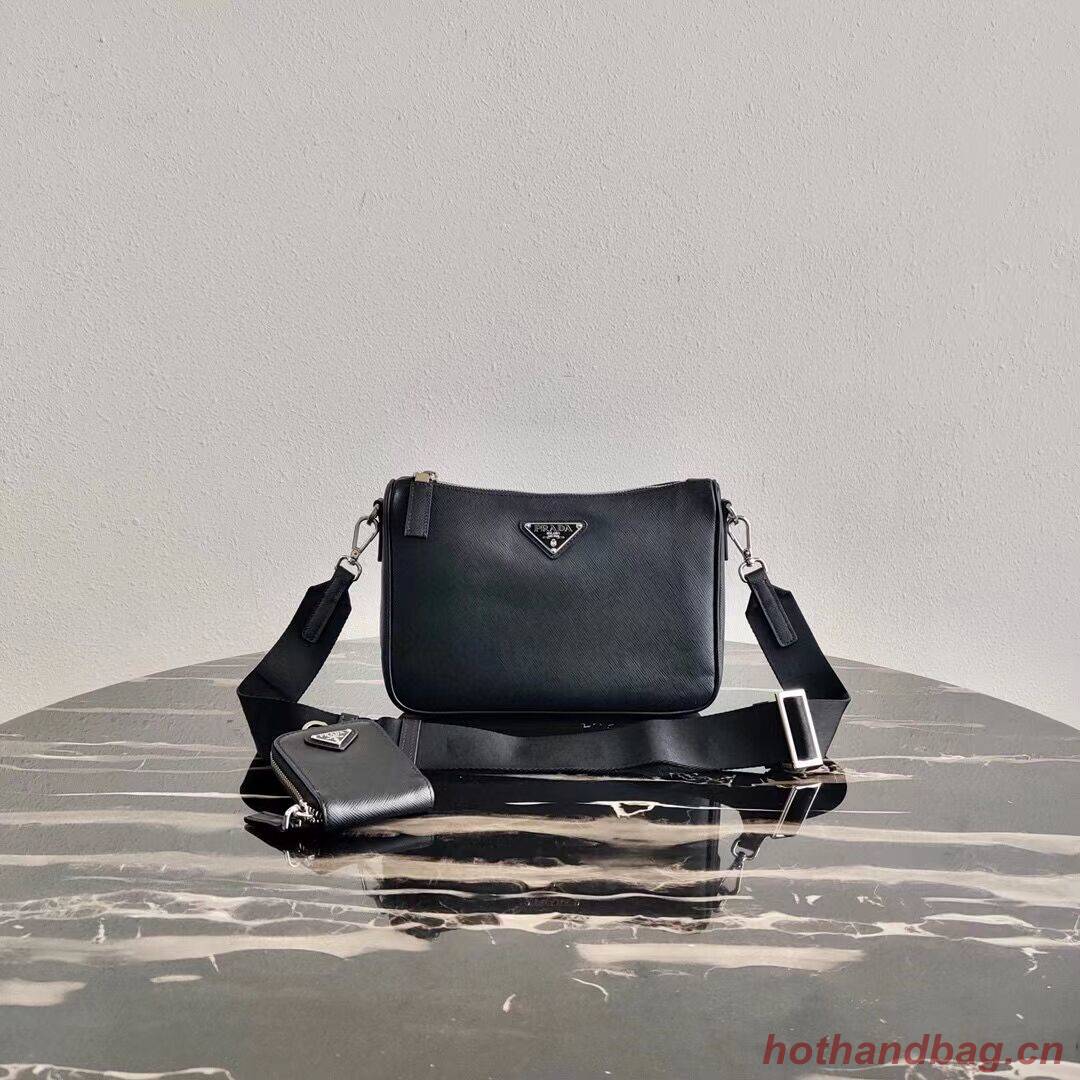 Prada Saffiano leather shoulder bag 2VH113 black Prada Saffiano leather shoulder bag 2VH113 black