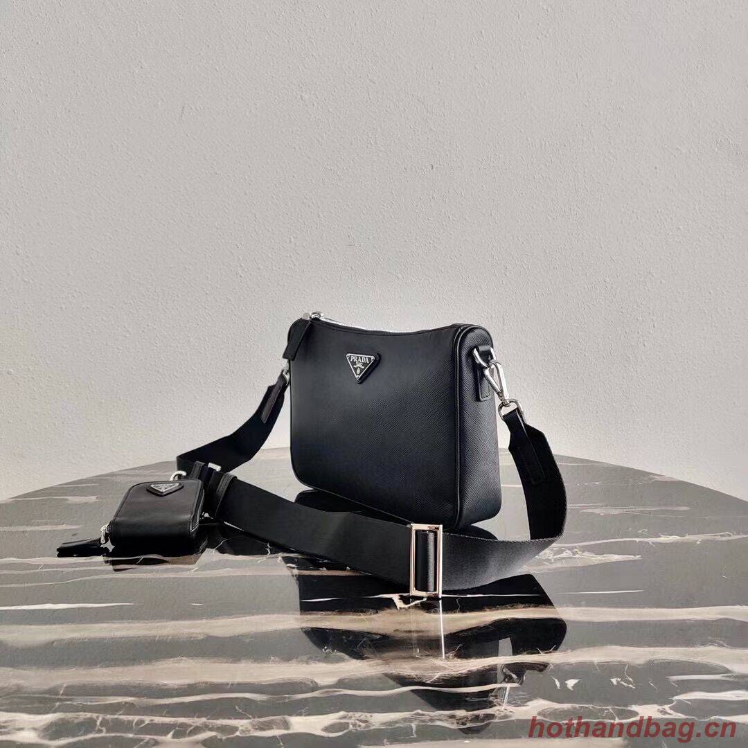 Prada Saffiano leather shoulder bag 2VH113 black Prada Saffiano leather shoulder bag 2VH113 black