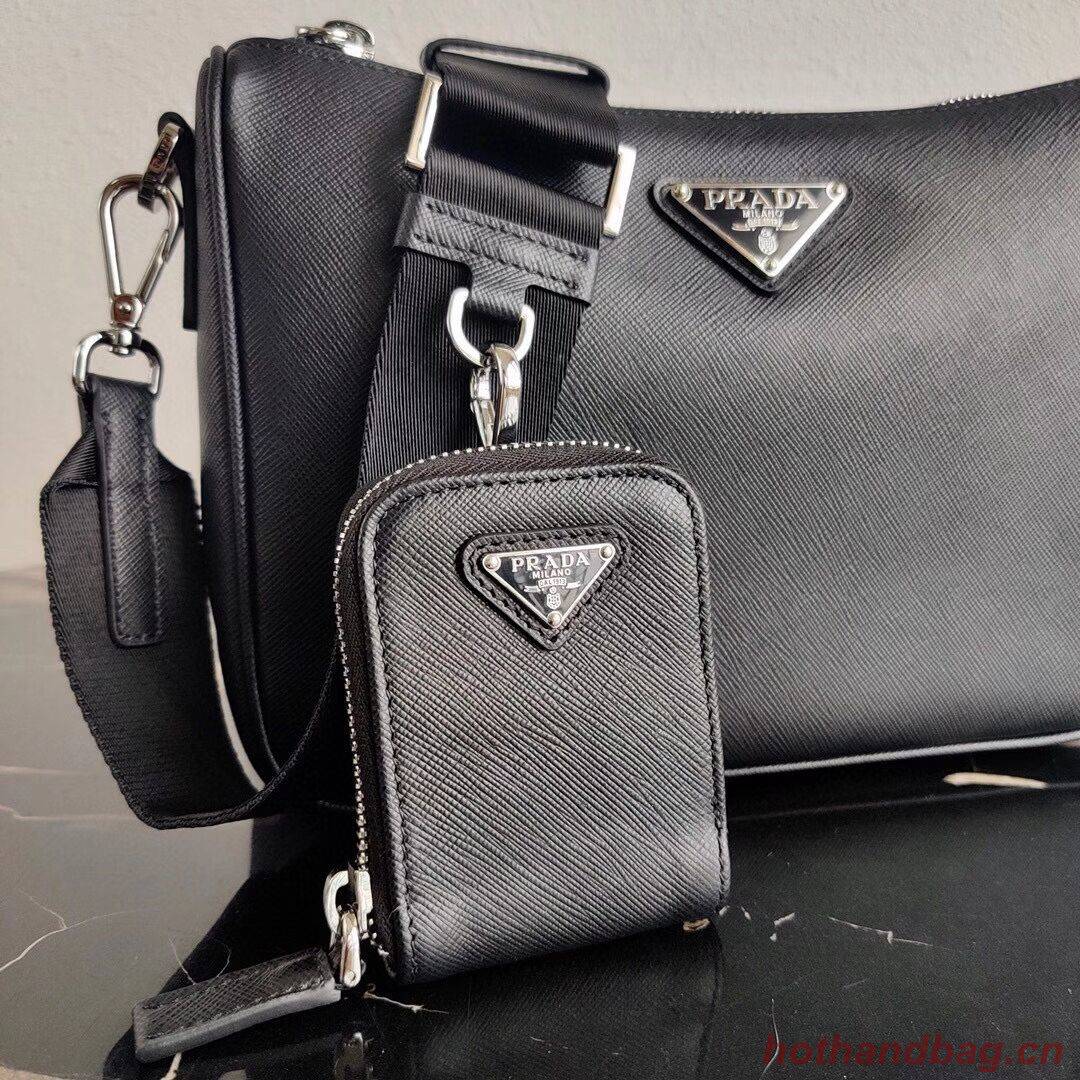 Prada Saffiano leather shoulder bag 2VH113 black Prada Saffiano leather shoulder bag 2VH113 black