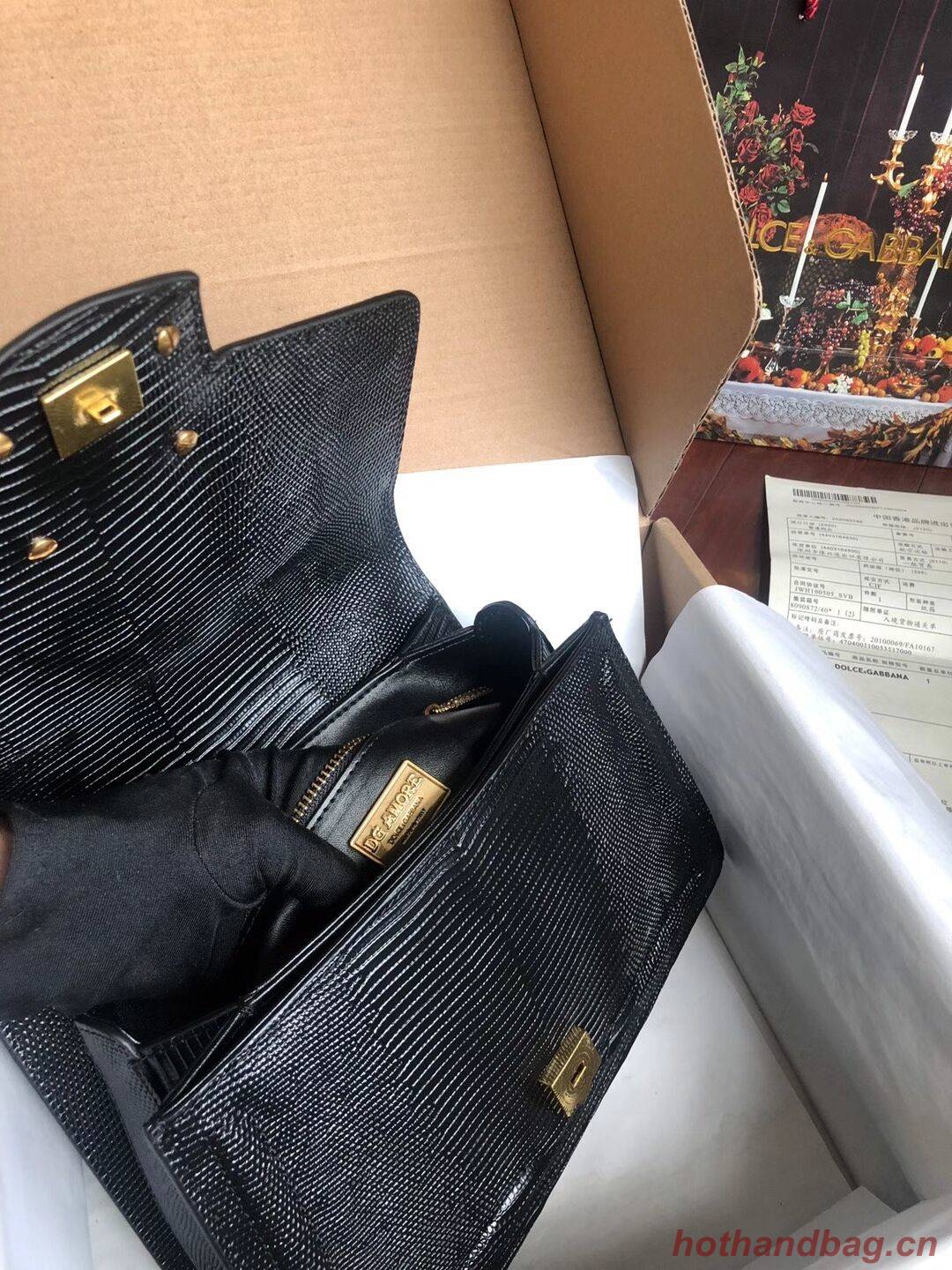 Dolce & Gabbana Origianl Lizard skin Leather Bag 4916F Black Dolce & Gabbana Origianl Lizard skin Leather Bag 4916F Black