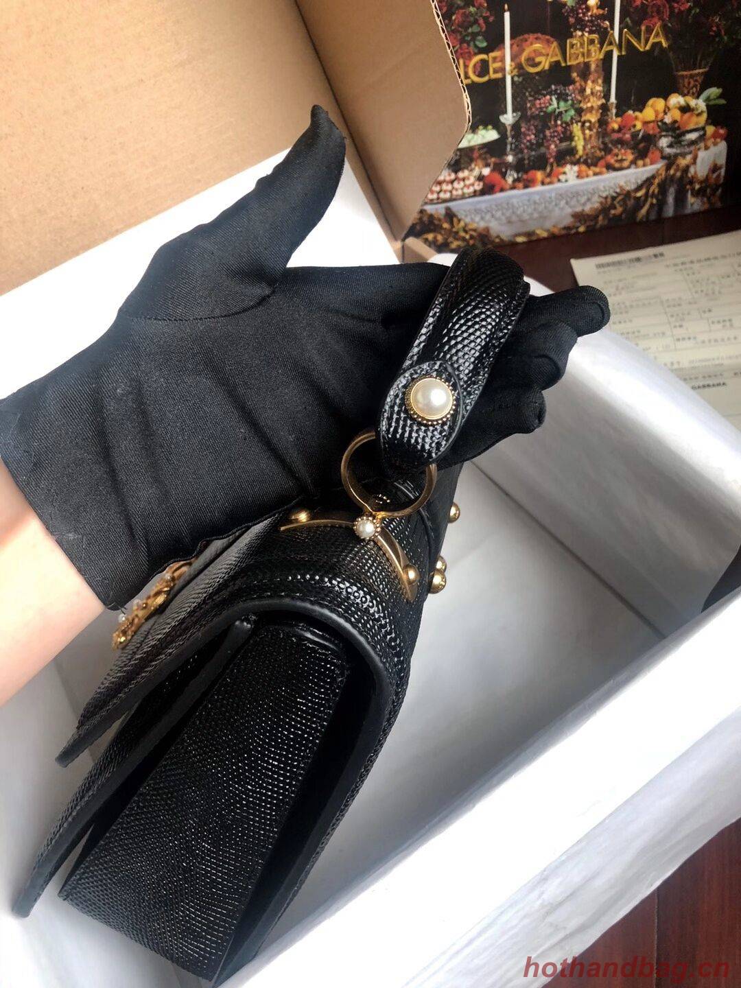 Dolce & Gabbana Origianl Lizard skin Leather Bag 4916F Black Dolce & Gabbana Origianl Lizard skin Leather Bag 4916F Black