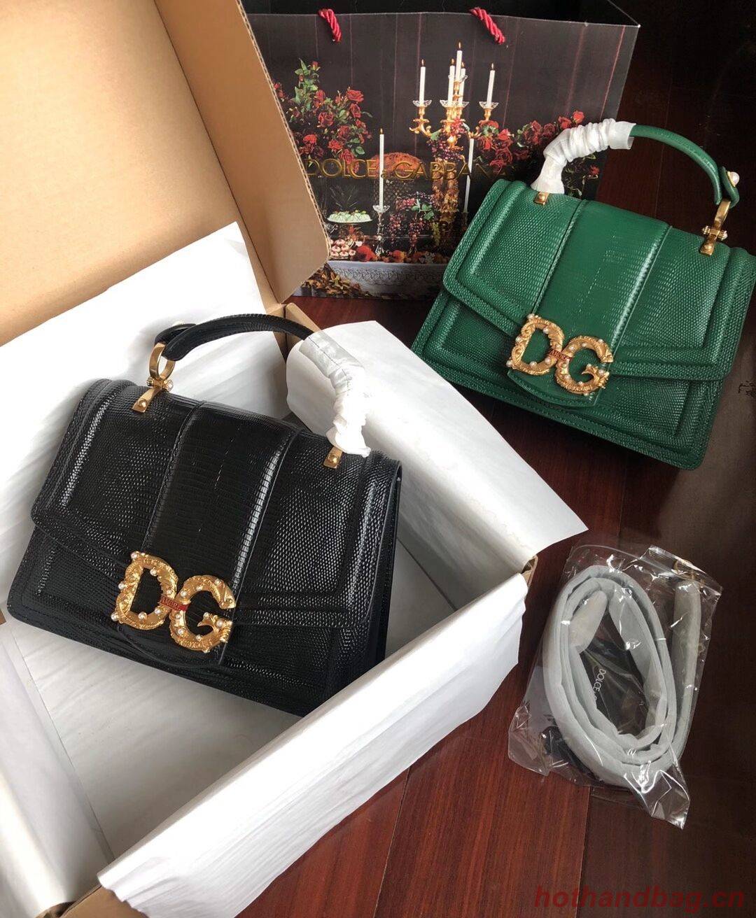 Dolce & Gabbana Origianl Lizard skin Leather Bag 4916F Black Dolce & Gabbana Origianl Lizard skin Leather Bag 4916F Black