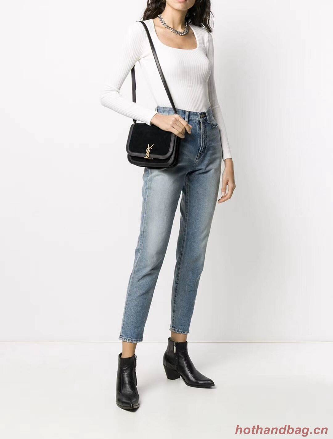 Yves Saint Laurent IN SUEDE AND SMOOTH LEATHER Y535025E Black Yves Saint Laurent IN SUEDE AND SMOOTH LEATHER Y535025E Black