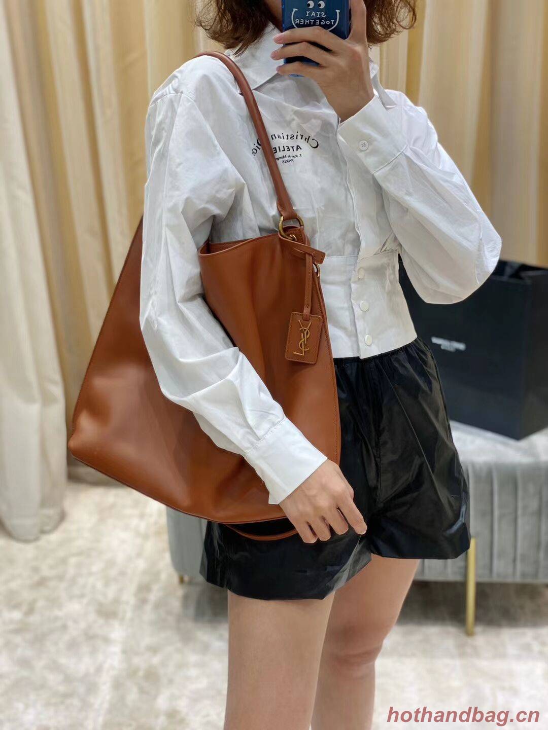 Yves Saint Laurent Calfskin Leather Shoulder Bag Y635266 brown Yves Saint Laurent Calfskin Leather Shoulder Bag Y635266 brown