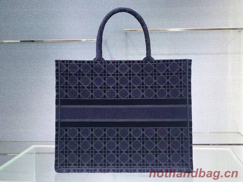 DIOR BOOK TOTE blue Cannage Embroidered Velvet M1286Z