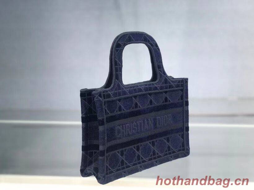 MINI DIOR BOOK TOTE blue Cannage Embroidered Velvet S5475Z MINI DIOR BOOK TOTE blue Cannage Embroidered Velvet S5475Z