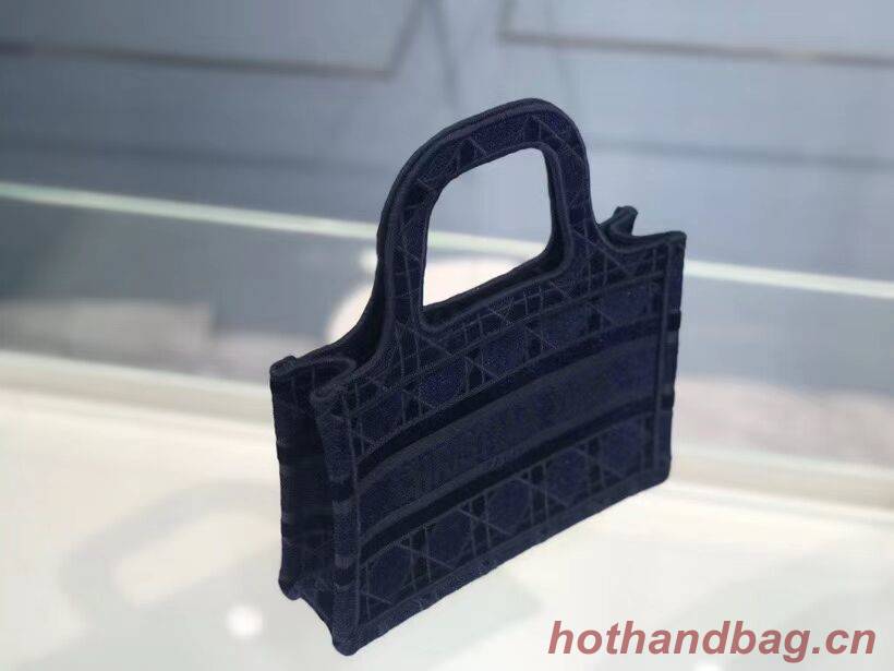 MINI DIOR BOOK TOTE blue Cannage Embroidered Velvet S5475Z MINI DIOR BOOK TOTE blue Cannage Embroidered Velvet S5475Z