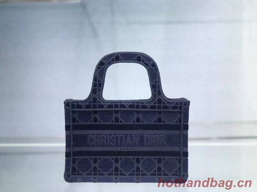 MINI DIOR BOOK TOTE blue Cannage Embroidered Velvet S5475Z MINI DIOR BOOK TOTE blue Cannage Embroidered Velvet S5475Z