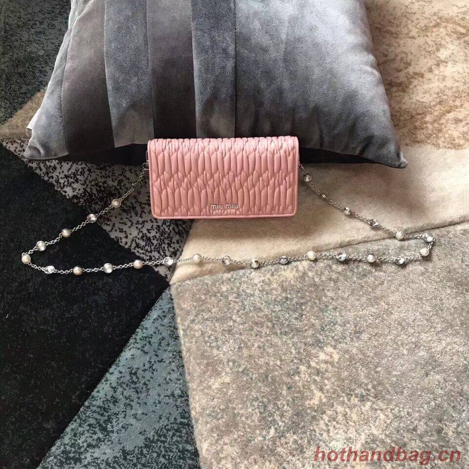 miu miu Matelasse Nappa Leather Shoulder Bag 5DH044A pink miu miu Matelasse Nappa Leather Shoulder Bag 5DH044A pink