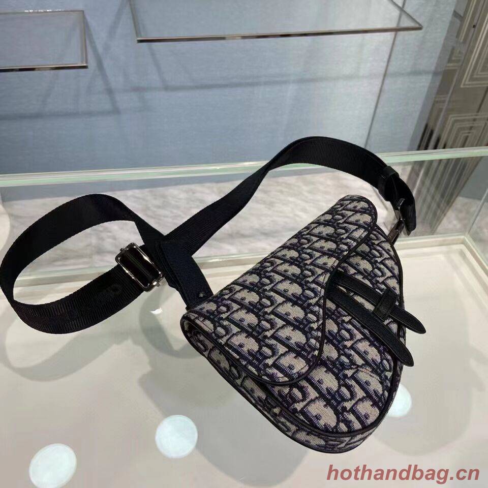 SADDLE FLAT BELT POUCH Blue Dior Oblique Jacquard C2106 SADDLE FLAT BELT POUCH Blue Dior Oblique Jacquard C2106