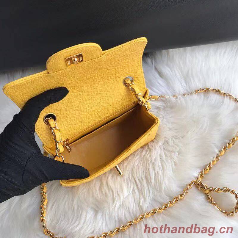 Chanel Classic mini Flap Bag Chevron Caviar Leather A68748 Yellow Chanel Classic mini Flap Bag Chevron Caviar Leather A68748 Yellow