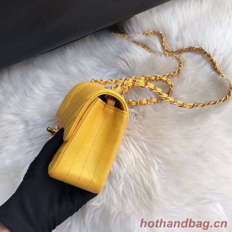 Chanel Classic mini Flap Bag Chevron Caviar Leather A68748 Yellow Chanel Classic mini Flap Bag Chevron Caviar Leather A68748 Yellow