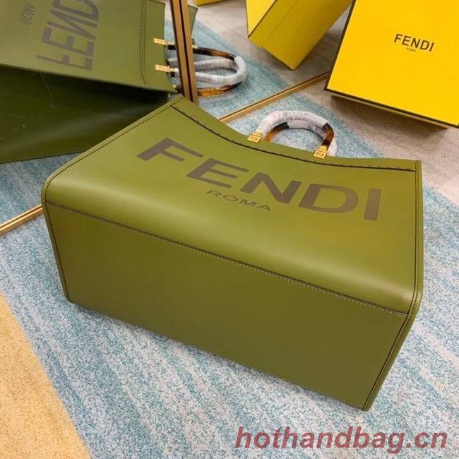 FENDI SUNSHINE large green leather shopper 8BH387A