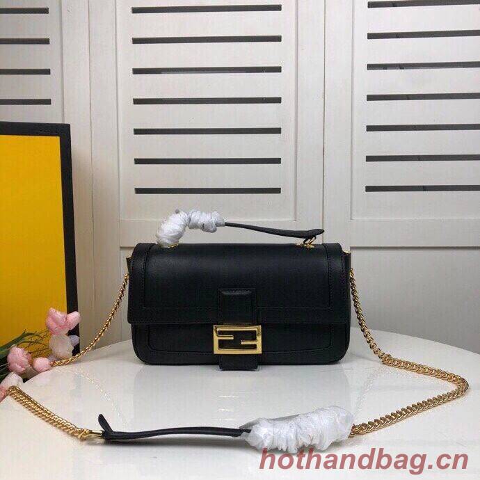 FENDI BAGUETTE CHAIN Black nappa leather bag 8BR783A FENDI BAGUETTE CHAIN Black nappa leather bag 8BR783A