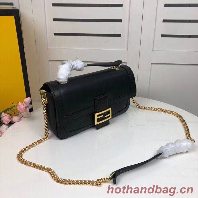FENDI BAGUETTE CHAIN Black nappa leather bag 8BR783A FENDI BAGUETTE CHAIN Black nappa leather bag 8BR783A
