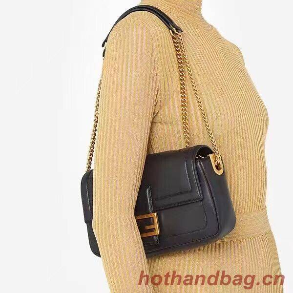 FENDI BAGUETTE CHAIN Black nappa leather bag 8BR783A FENDI BAGUETTE CHAIN Black nappa leather bag 8BR783A
