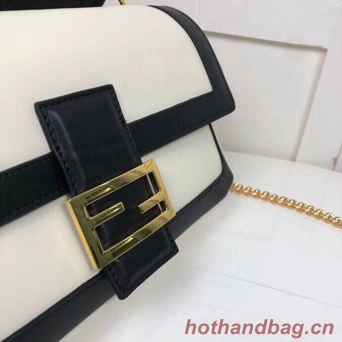 FENDI BAGUETTE CHAIN Black and white nappa leather bag 8BR783A FENDI BAGUETTE CHAIN Black and white nappa leather bag 8BR783A