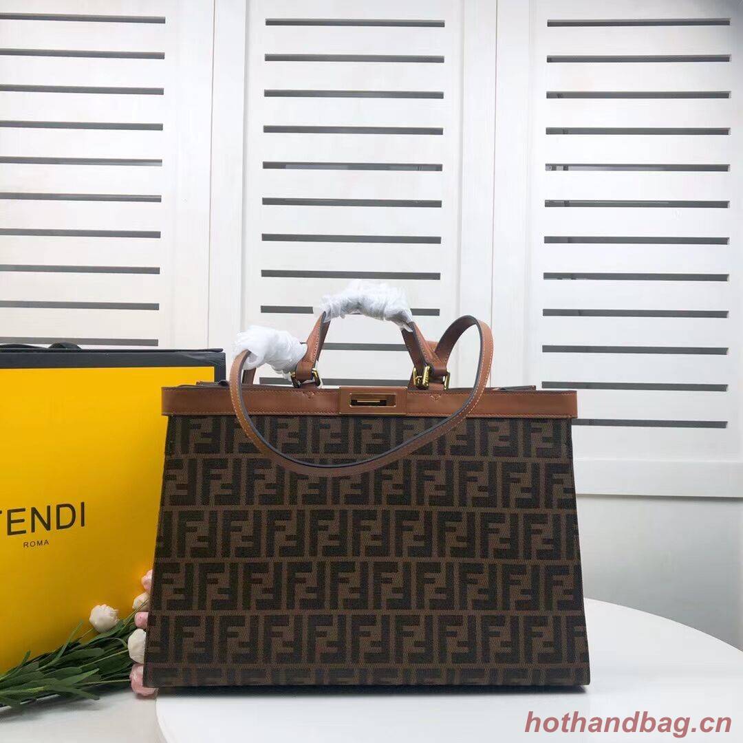 FENDI PEEKABOO X-TOTE canvas bag 8BH374A brown&black FENDI PEEKABOO X-TOTE canvas bag 8BH374A brown&black