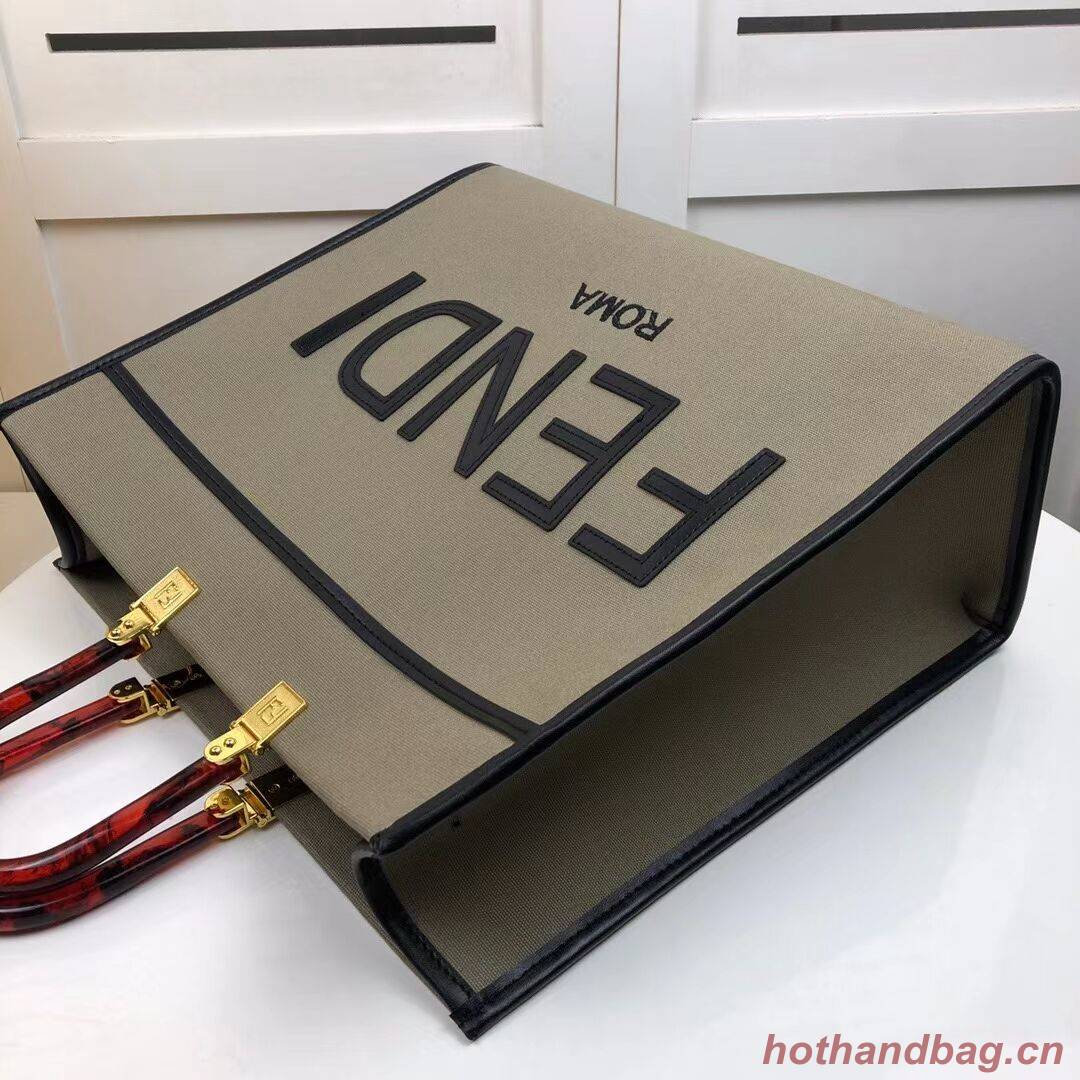 FENDI SUNSHINE LARGE flannel shopper 8BH371 green FENDI SUNSHINE LARGE flannel shopper 8BH371 green