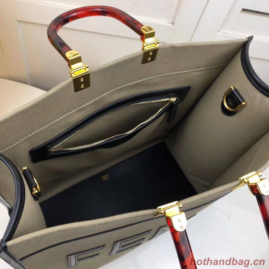 FENDI SUNSHINE LARGE flannel shopper 8BH371 green FENDI SUNSHINE LARGE flannel shopper 8BH371 green