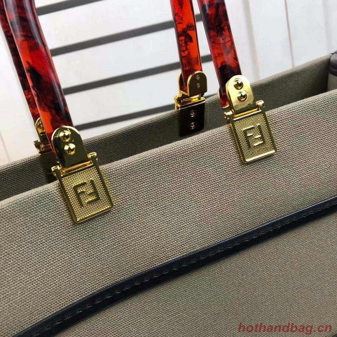 FENDI SUNSHINE LARGE flannel shopper 8BH371 green FENDI SUNSHINE LARGE flannel shopper 8BH371 green