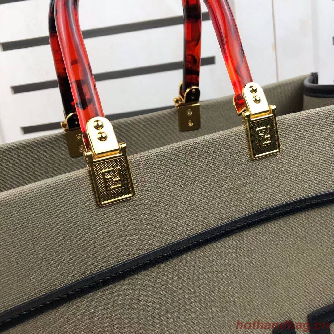 FENDI SUNSHINE LARGE flannel shopper 8BH371 green FENDI SUNSHINE LARGE flannel shopper 8BH371 green